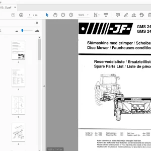 JF Stoll GMS 2400 GMS 2400 D Disc Mower Parts Manual - PDF