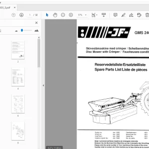 JF Stoll GMS 2400 S Disc Mower With Crimper Parts Manual - PDF