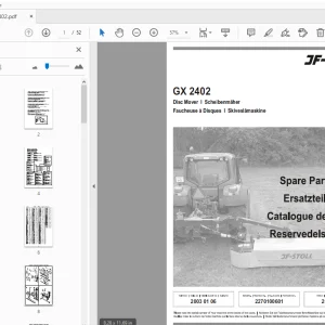 JF Stoll GX 2402 Disc Mower Parts Manual - PDF