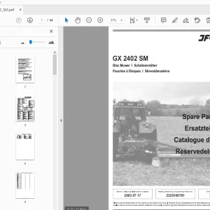 JF Stoll GX 2402 SM Disc Mower Parts Manual - PDF