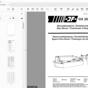 JF Stoll GX 2800S Disc Mover Parts Manual - PDF