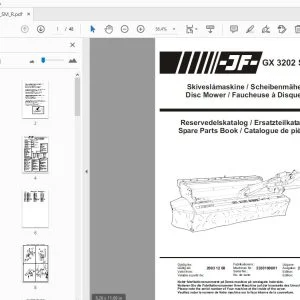 JF Stoll GX 3202 SMR Disc Mower Parts Manual - PDF