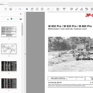 JF Stoll M 800 Pro/M 830 Pro/M 860 Pro Center Swath Rake Parts Manual - PDF