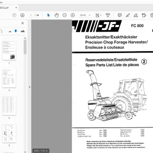 JF Stoll Precision Chop Forage Harvester FC 800 Parts Manual - PDF