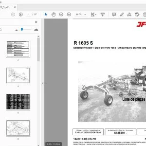 JF Stoll R 1605 S Side-Delivery Rake Parts Manual - PDF