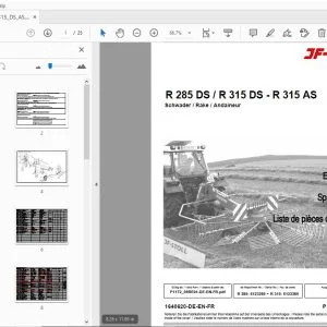 JF Stoll R 285 DS / R 315 DS - R 315 AS Rake Parts Manual - PDF