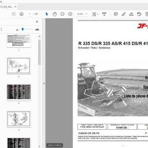 JF Stoll R 335 DS/R 335 AS/R 415 DS/R 415 AS Rake Parts Manual - PDF