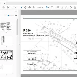 JF Stoll R 760 Center Swath Rake Part Manual - PDF