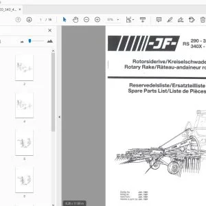 JF Stoll RS 290-320X RS 340X-420X Rotary Rake Parts Manual - PDF