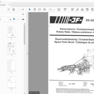 JF Stoll RS 420X Rotary Rake Parts Manual - PDF