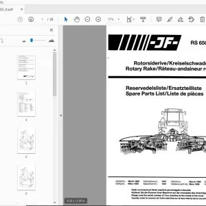JF Stoll RS 650X Rotary Rake Parts Manual - PDF