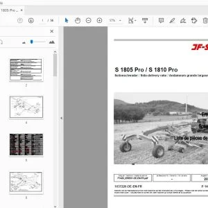 JF Stoll S 1805 Pro/S 1810 Pro Side Delivery Rake Parts Manual - PDF