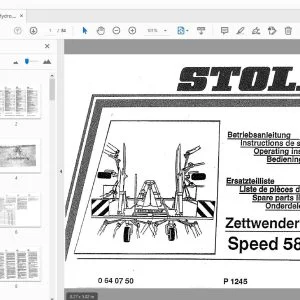 JF Stoll Speed 580 Hydro Operating & Parts Manual - PDF