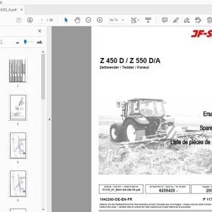JF Stoll Z 450 D / Z 550 D/A Tedder Parts Manual - PDF