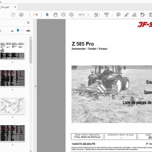 JF Stoll Z 585 Pro Tedder Parts Manual - PDF