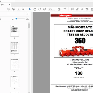 KEMPER 360 ROTARY CROP HEADER PARTS MANUAL - PDF