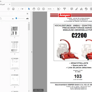 KEMPER C2200 PRECECISION FORAGE HARVESTER PARTS MANUAL - PDF