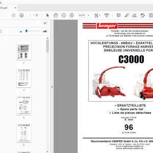 KEMPER C3000 PRECECISION FORAGE HARVESTER PARTS MANUAL - PDF