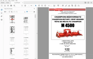 KEMPER M 4500 CHAMPION-ROTARY CROP HEADER PARTS MANUAL - PDF