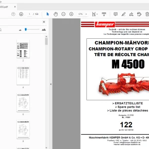 KEMPER M 4500 CHAMPION-ROTARY CROP HEADER PARTS MANUAL - PDF