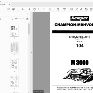 KEMPER M3000 CHAMPION-MAHVORSATZ ERSATZTEILLISTE - PDF