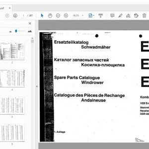 Kombinat Fortschritt Landmaschinen E 302/E 303/E 303 B Windrower Parts Manual - PDF