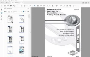 Kuhn Deltis 800/1000/1200 Mounted Field sprayers Parts Manual - PDF
