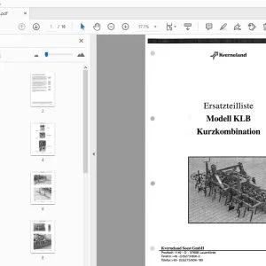 Kverneland Modell KLB Kurzkombination Ersatzteilliste - PDF