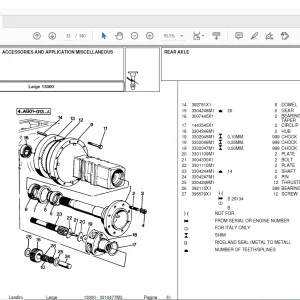 Landini Tractor 13000 Parts Catalog Manual 3310477M3  - PDF