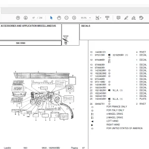 Landini Tractor 9500 Parts Catalog Manual 1825500M2 - PDF