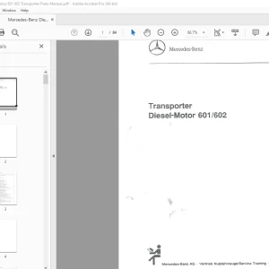 Mercedes-Benz Diesel Motor 601 602 Transporter Parts Manual - PDF DOWNLOAD