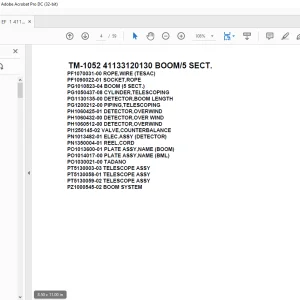 Tadano Cargo Crane TM-1052 41133120130 BOOM/5 SECT. Parts Manual - PDF DOWNLOAD