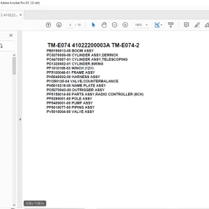 Tadano Cargo Crane TM-E074 41022200003A TM-E074-2 Parts Manual - PDF DOWNLOAD