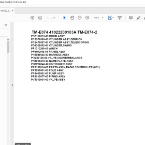 Tadano Cargo Crane TM-E074 41022200103A TM-E074-2 Parts Manual - PDF DOWNLOAD