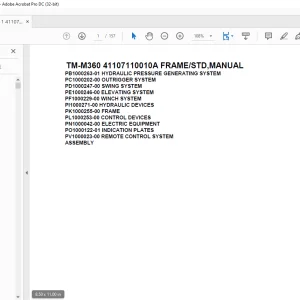 Tadano Cargo Crane TM-M360 41107110010A FRAME STD. Parts Manual - PDF DOWNLOAD