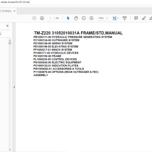 Tadano Cargo Crane TM-Z220 31052010031A FRAME/STD, Parts Manual - PDF DOWNLOAD