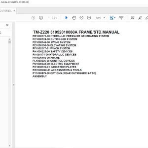Tadano Cargo Crane TM-Z220 31052010060A FRAMESTD, Parts Manual - PDF DOWNLOAD