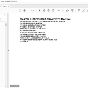 Tadano Cargo Crane TM-Z220 31052010080A FRAMESTD, Parts Manual - PDF