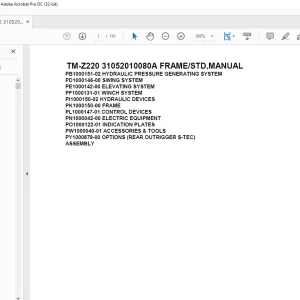 Tadano Cargo Crane TM-Z220 31052010080A FRAME/STD,MANUAL Parts Manual - PDF