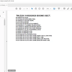 Tadano Cargo Crane TM-Z220 31052020020 BOOM3 SECT.Parts Manual - PDF DOWNLOAD