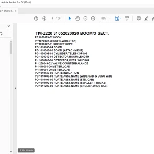 Tadano Cargo Crane TM-Z220 31052020020 BOOM/3 SECT.Parts Manual - PDF DOWNLOAD
