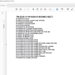 Tadano Cargo Crane TM-Z220 31191020010 BOOM2 SECT.Parts Manual - PDF DOWNLOAD