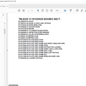 Tadano Cargo Crane TM-Z220 31191020020 BOOM/3 SECT. Parts Manual - PDF DOWNLOAD