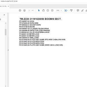 Tadano Cargo Crane TM-Z220 31191020050 BOOM6 SECT.Parts Manual - PDF DOWNLOAD
