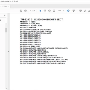 Tadano Cargo Crane TM-Z260 31112020040 BOOM5 SECT.Parts Manual- PDF DOWNLOAD