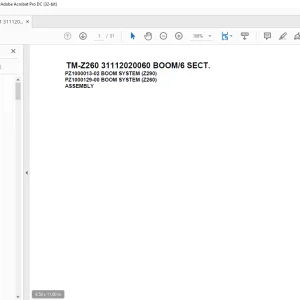 Tadano Cargo Crane TM-Z260 31112020010 BOOM/2 SECT.Parts Manual -  PDF DOWNLOAD