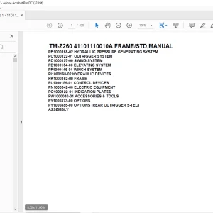 Tadano Cargo Crane TM-Z260 41101110010A FRAME/STD,MANUAL Parts Manual - PDF DOWNLOAD
