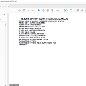 Tadano Cargo Crane TM-Z260 41101110020A FRAME/SL,MANUAL Parts Manual - PDF DOWNLOAD