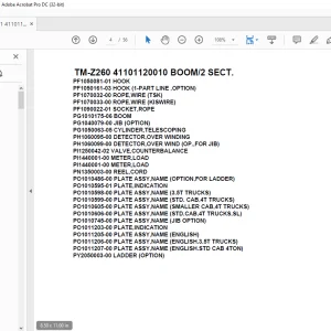 Tadano Cargo Crane TM-Z260 41101120010 BOOM/2 SECT. Parts Manual- PDF DOWNLOAD