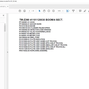 Tadano Cargo Crane TM-Z260 41101120030 BOOM4 SECT.Parts Manual - PDF DOWNLOAD